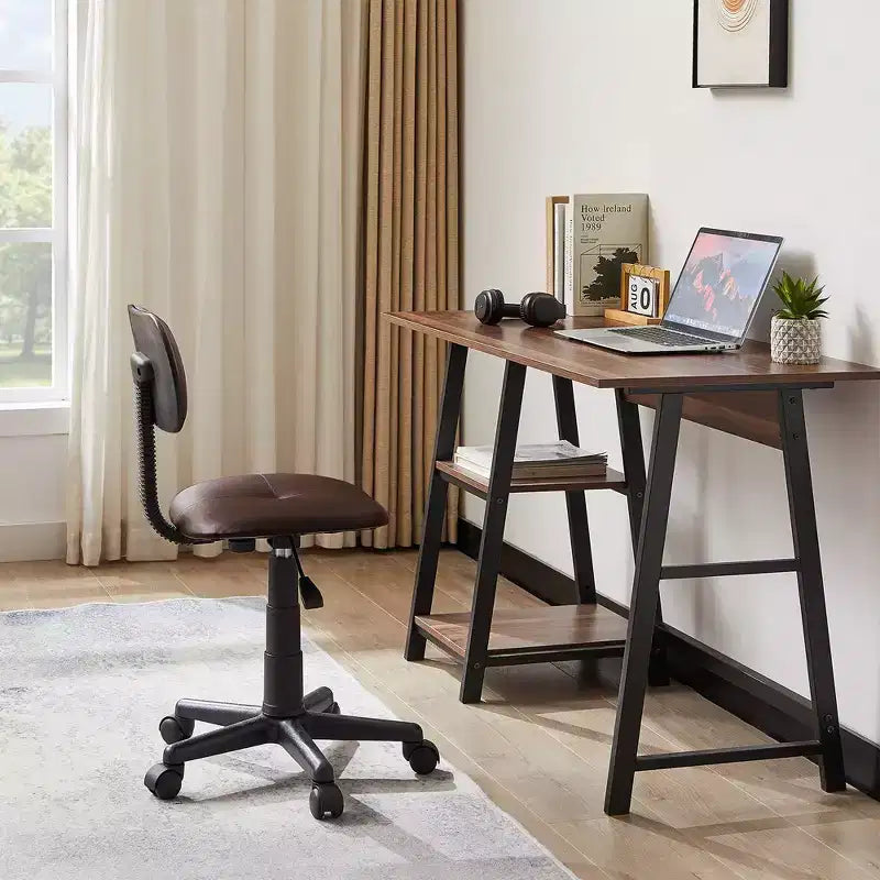VECELO Height Adjustable Rolling Swivel Salon Stool, Small SPA Chair with Backrest for Office, Black/Coffee