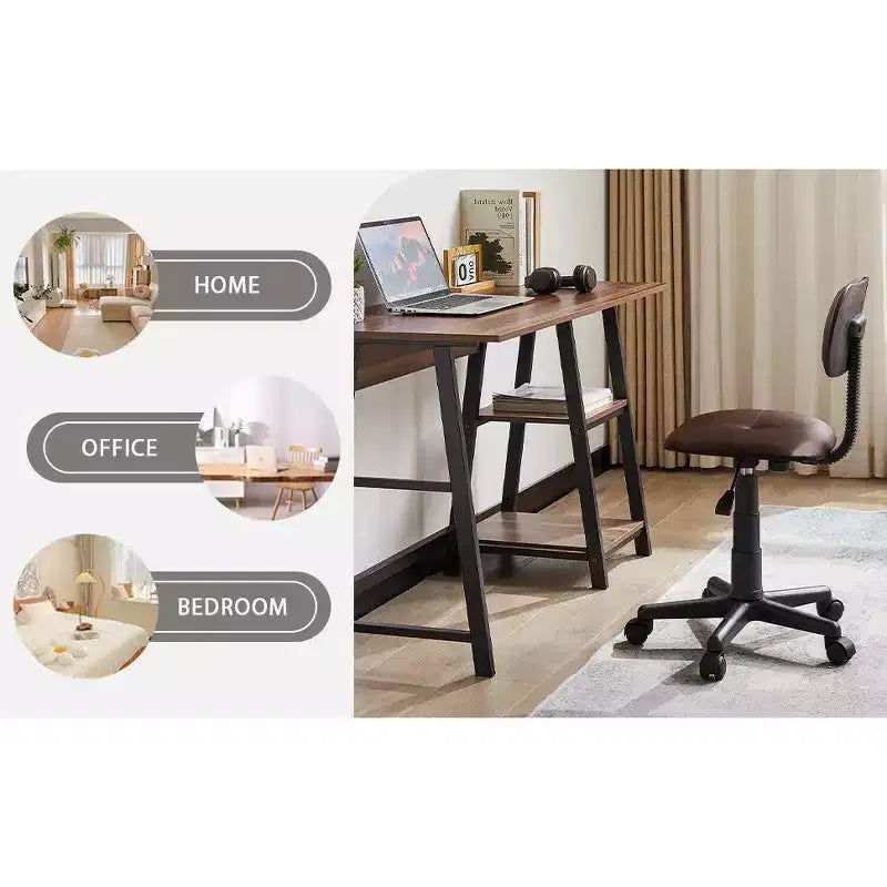 VECELO Height Adjustable Rolling Swivel Salon Stool, Small SPA Chair with Backrest for Office, Black/Coffee