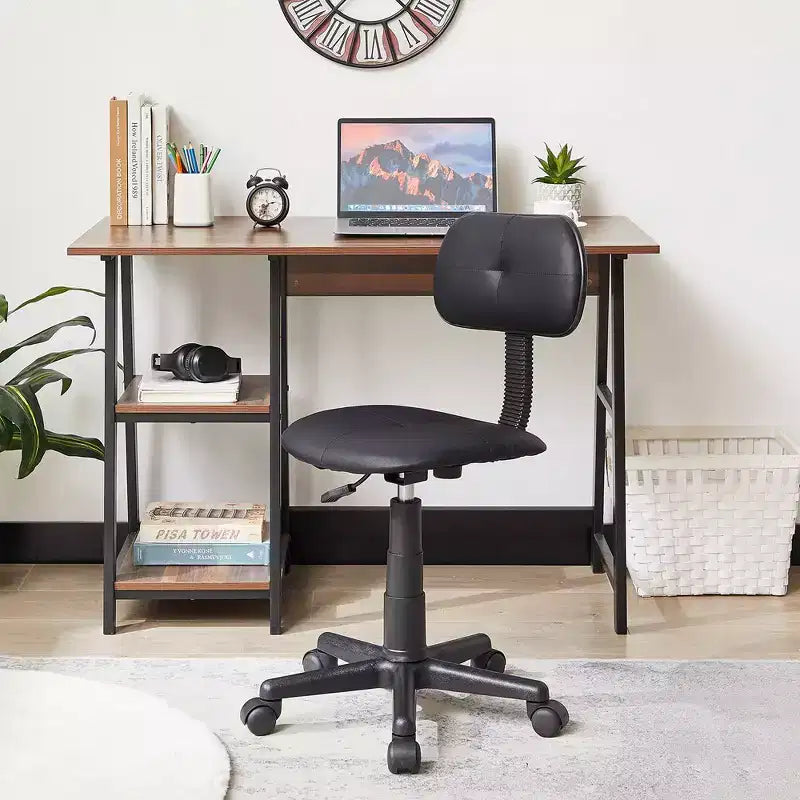 VECELO Height Adjustable Rolling Swivel Salon Stool, Small SPA Chair with Backrest for Office, Black/Coffee