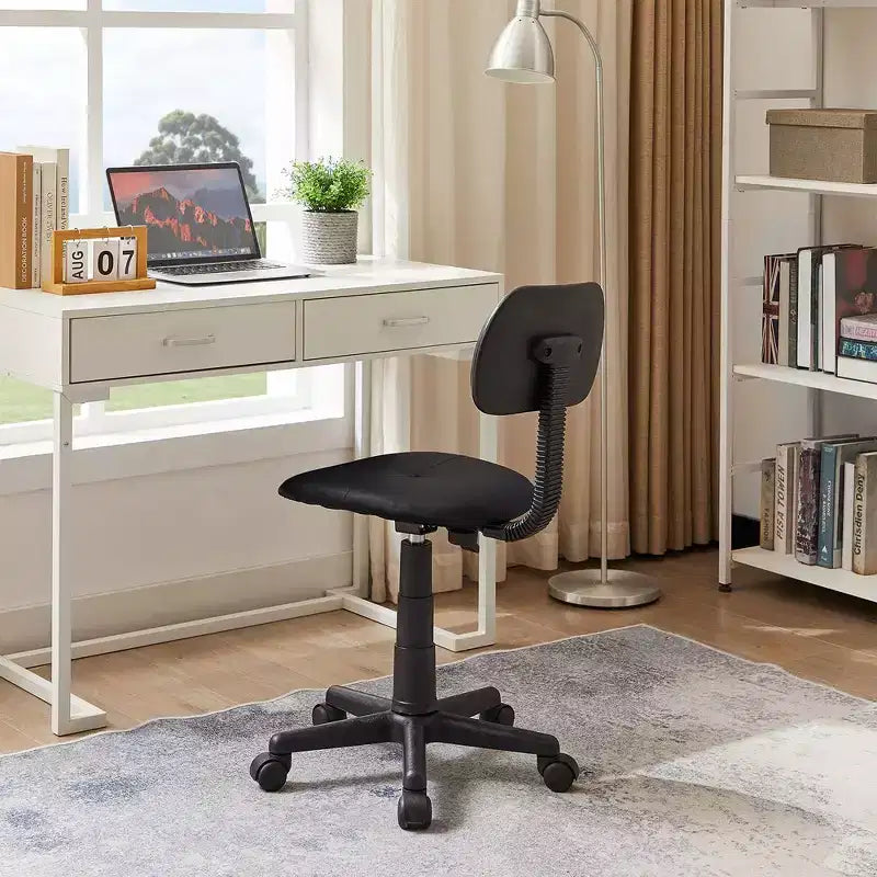 VECELO Height Adjustable Rolling Swivel Salon Stool, Small SPA Chair with Backrest for Office, Black/Coffee