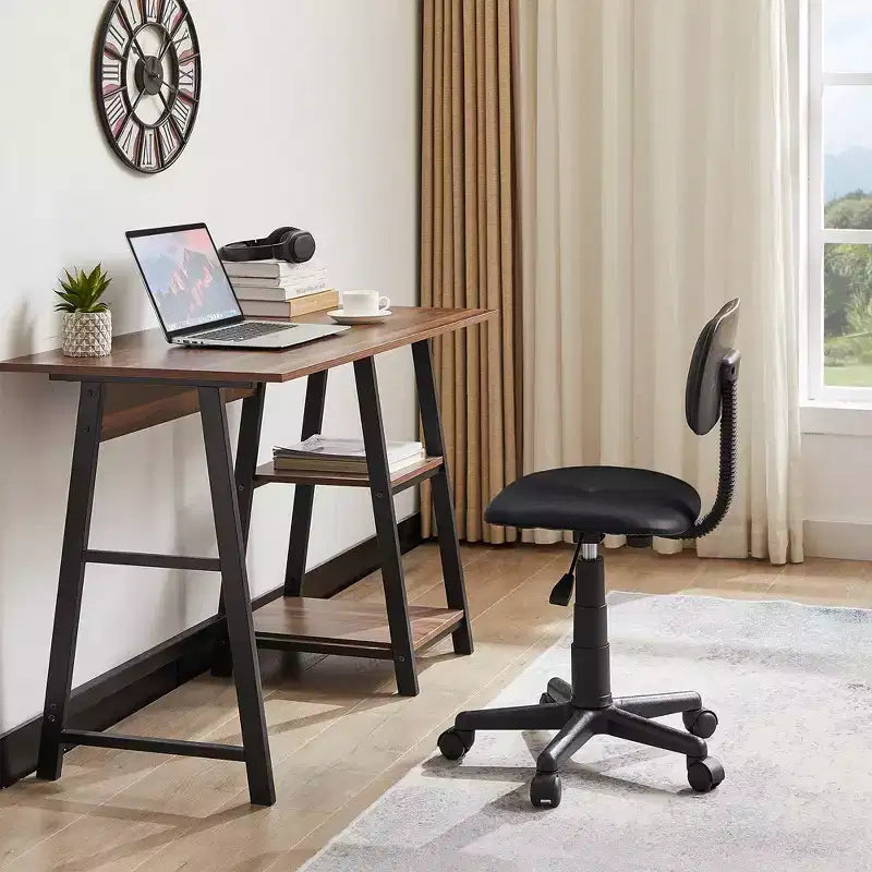 VECELO Height Adjustable Rolling Swivel Salon Stool, Small SPA Chair with Backrest for Office, Black/Coffee