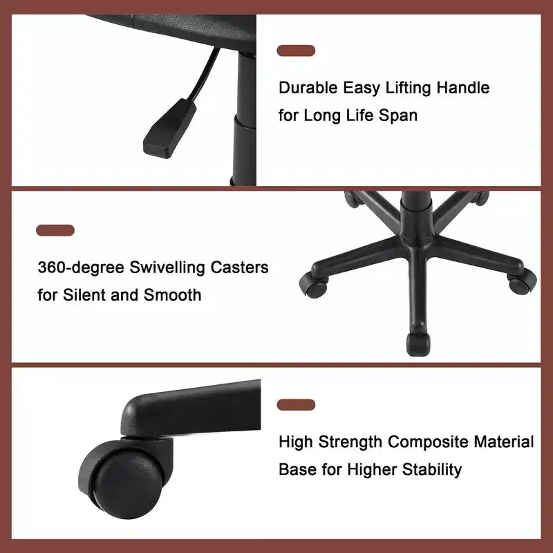 VECELO Height Adjustable Rolling Swivel Salon Stool, Small SPA Chair with Backrest for Office, Black/Coffee